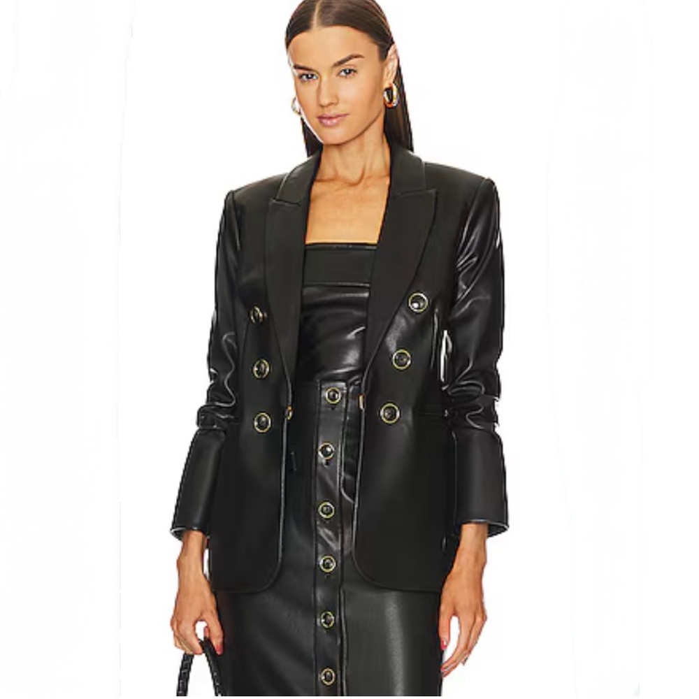 Veronica Beard Beacon Vegan Leather Dickey Jacket Black size 6 New with tag $698